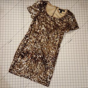 Forever 21 Gold Bronze Sequin Mini Dress F21 NWOT